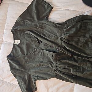 Japna green 100% cotton function button down dress